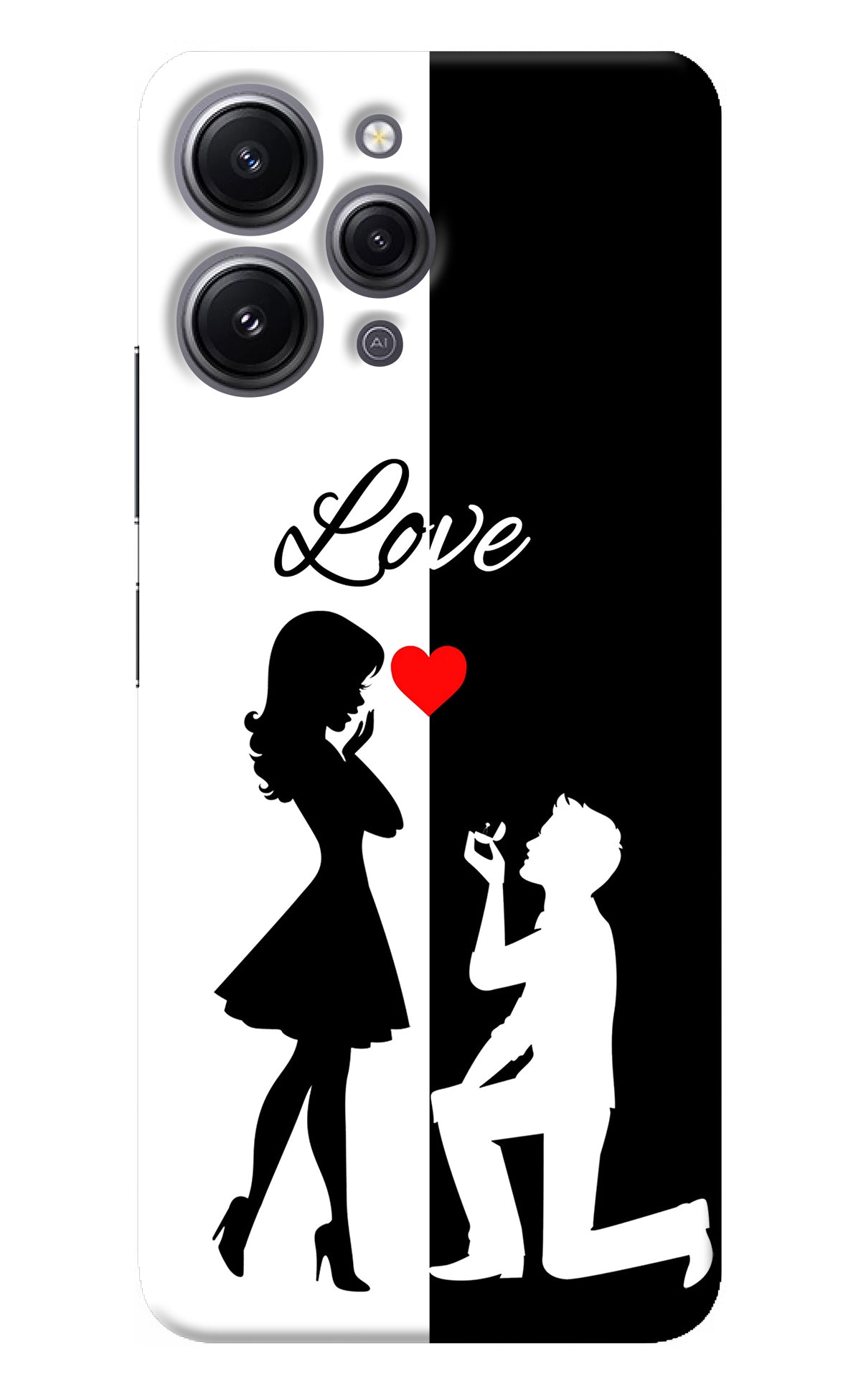 Love Propose Black And White Redmi 12 4G Back Cover