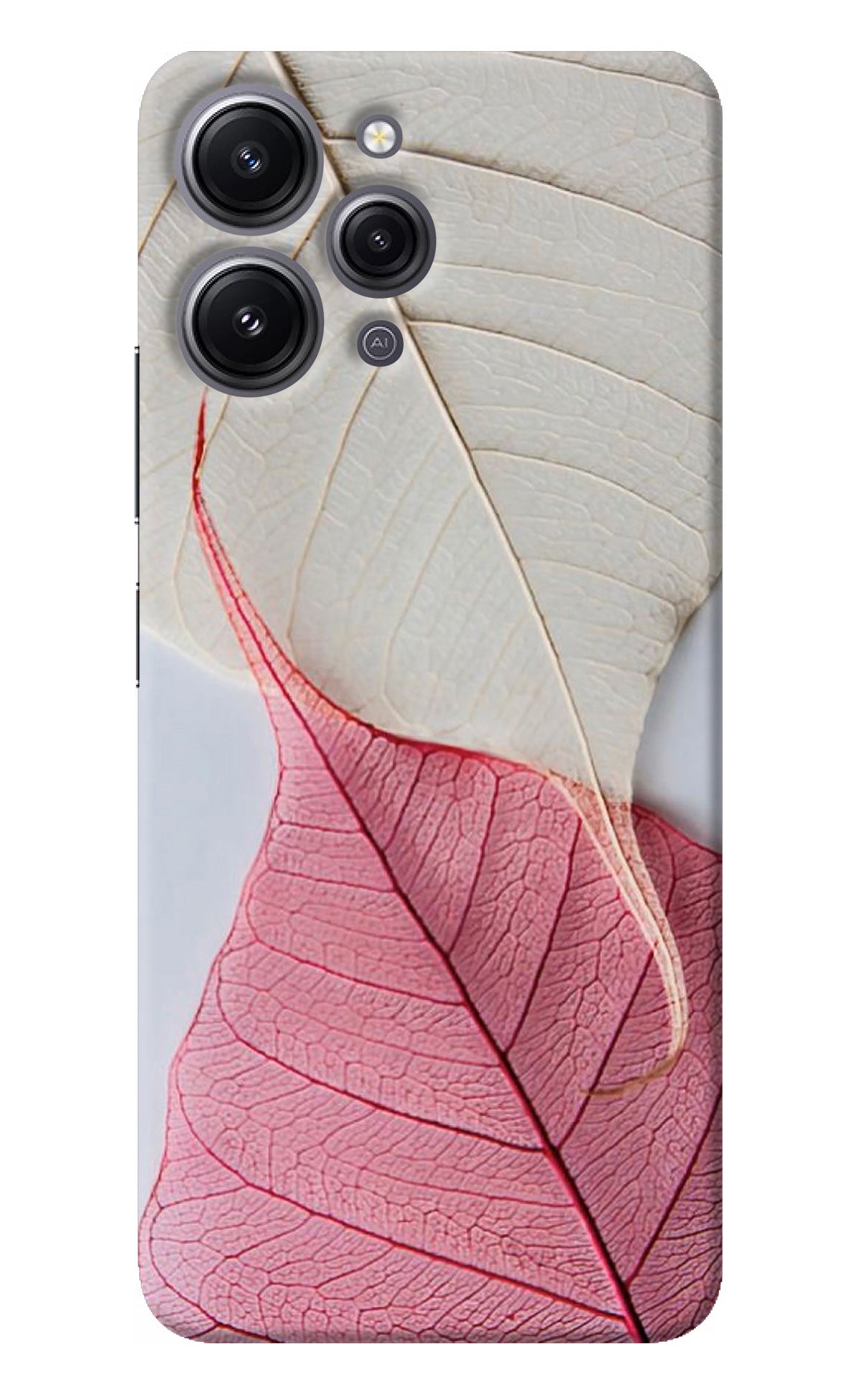 White Pink Leaf Redmi 12 4G Back Cover