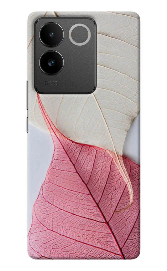 White Pink Leaf Vivo T2 Pro 5G Back Cover