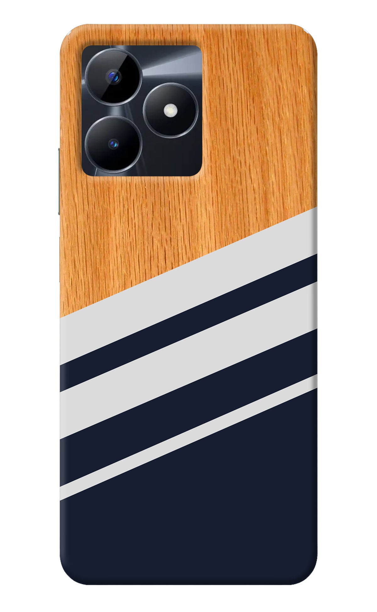 Blue and white wooden Realme C53 Back Cover