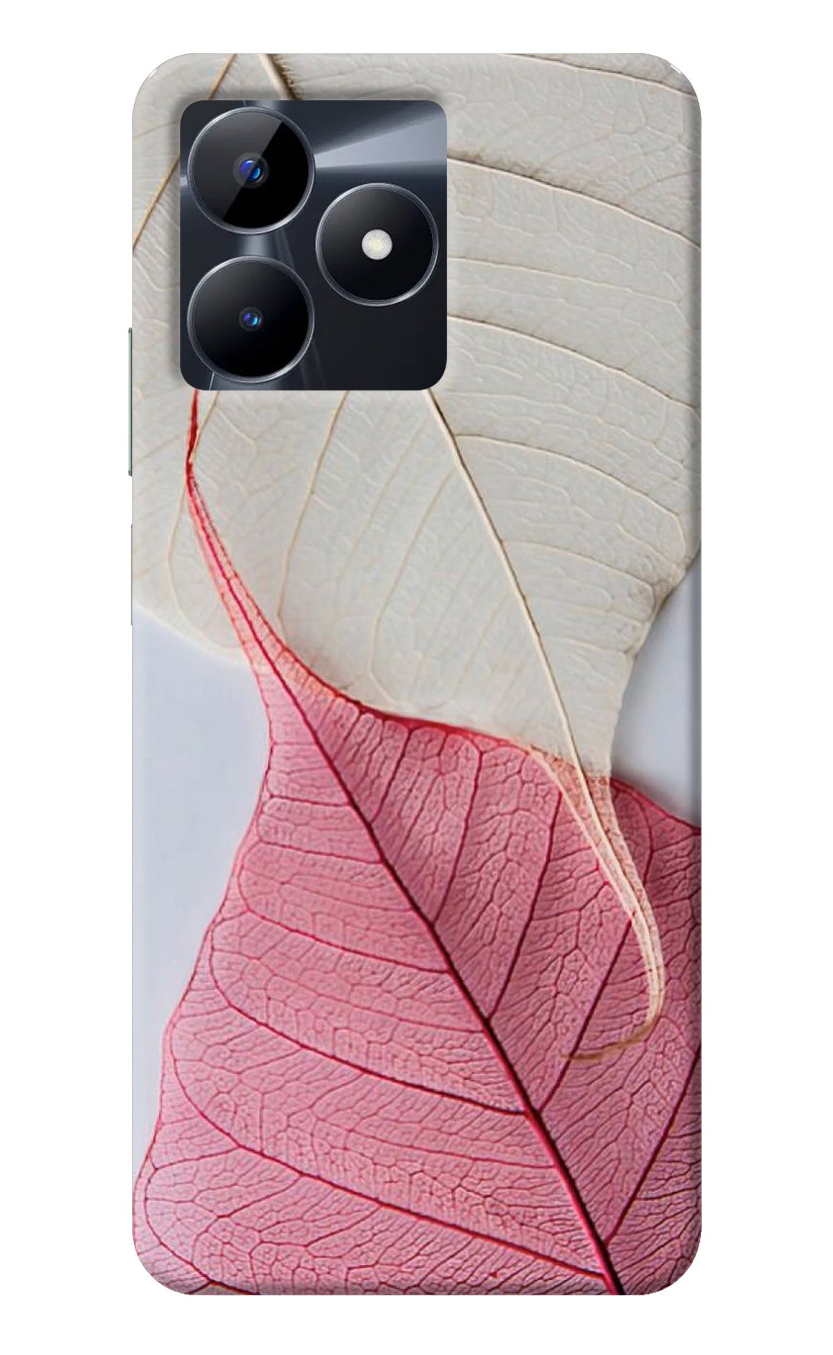 White Pink Leaf Realme C53 Back Cover