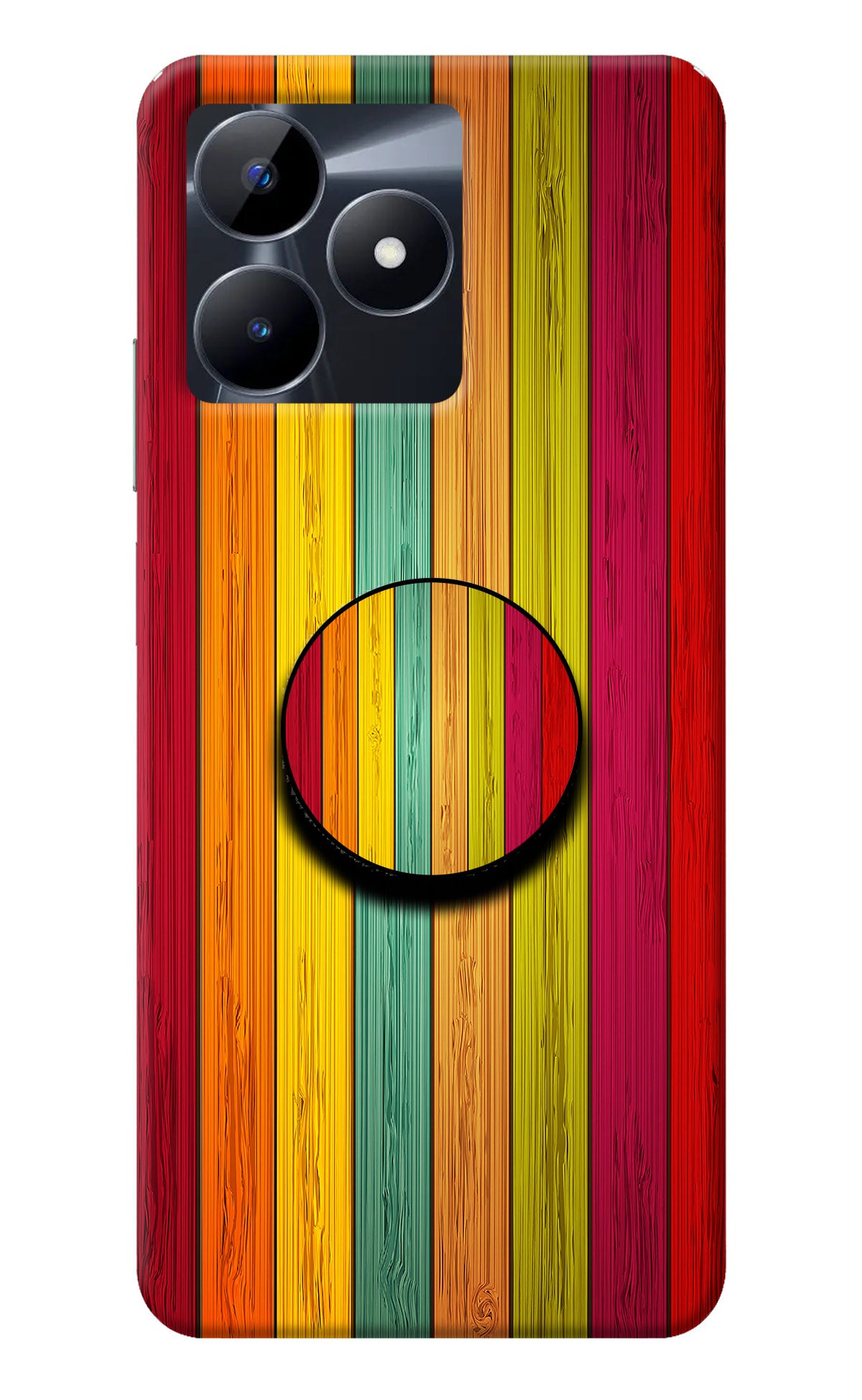 Multicolor Wooden Realme C53 Pop Case