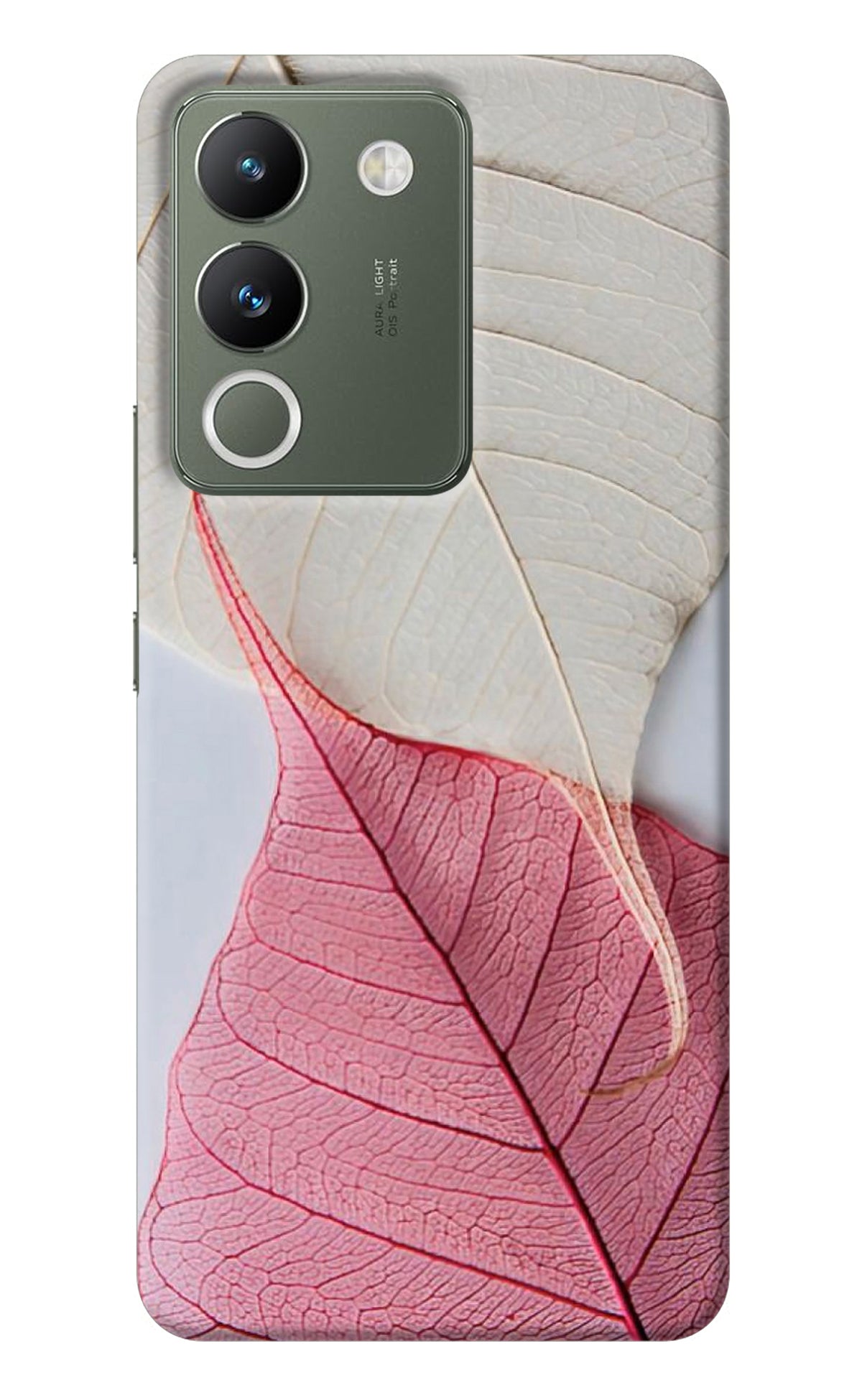 White Pink Leaf Vivo Y200 5G Back Cover