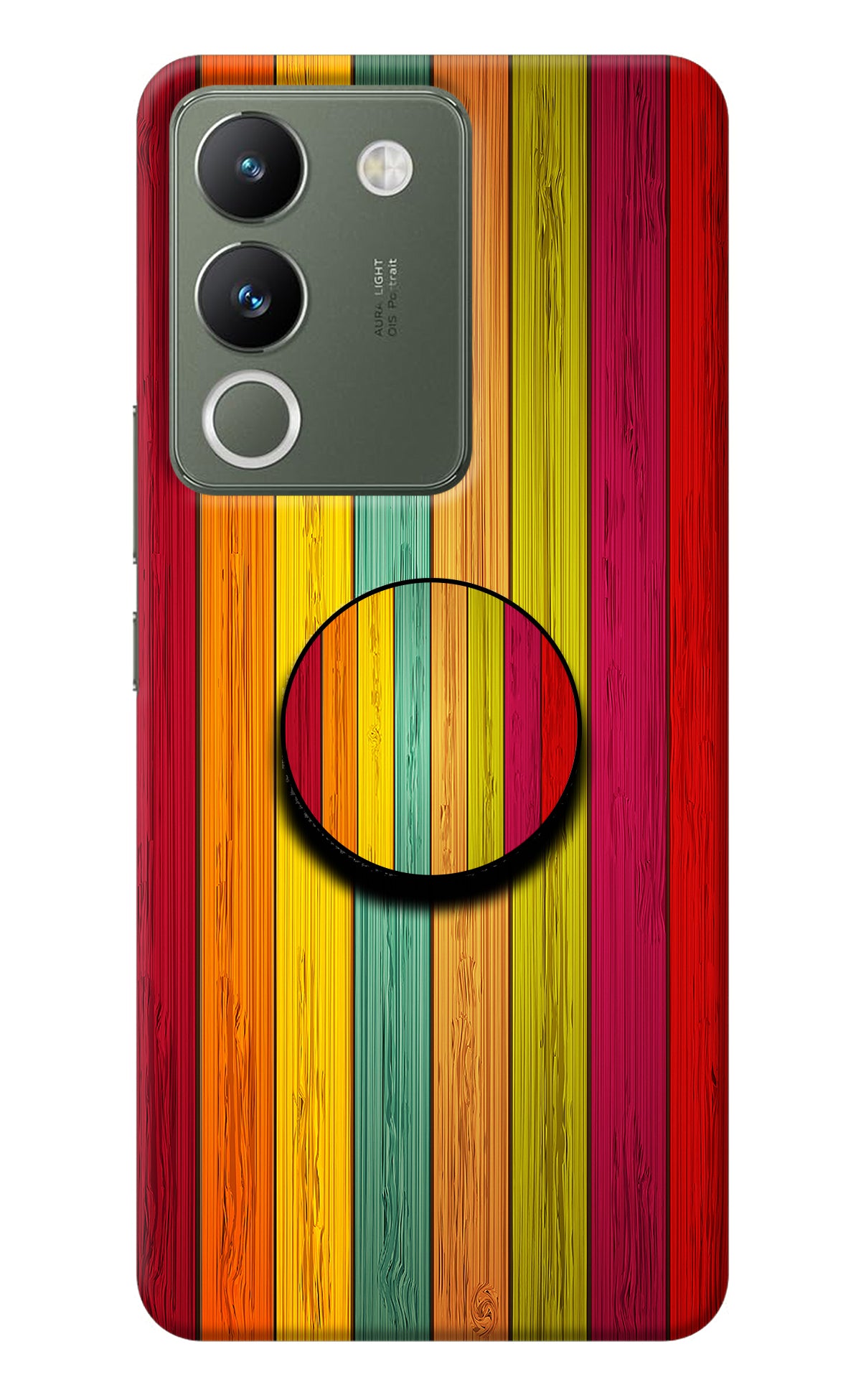 Multicolor Wooden Vivo Y200 5G Pop Case