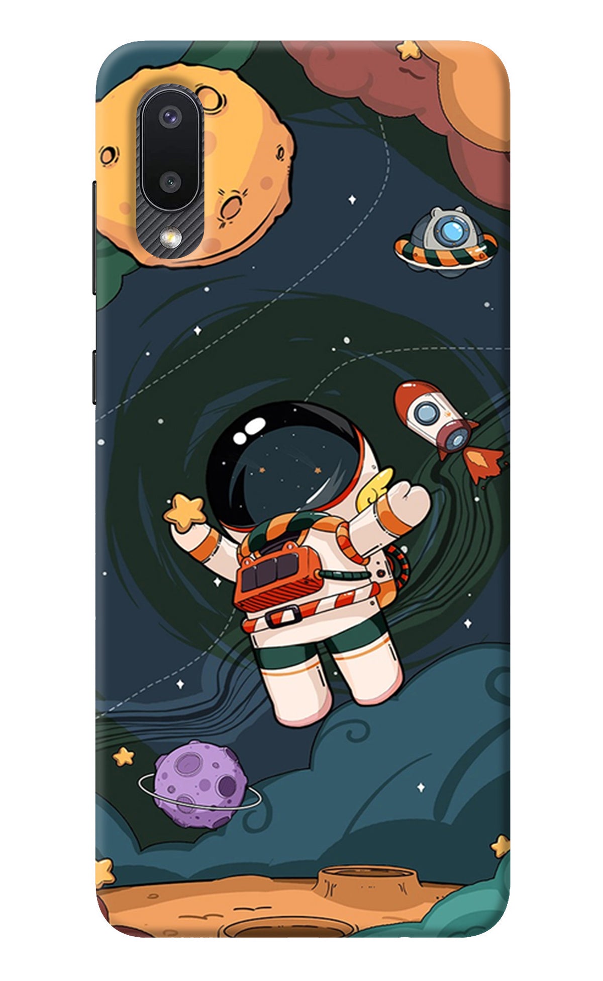 Cartoon Astronaut Samsung M02 Back Cover