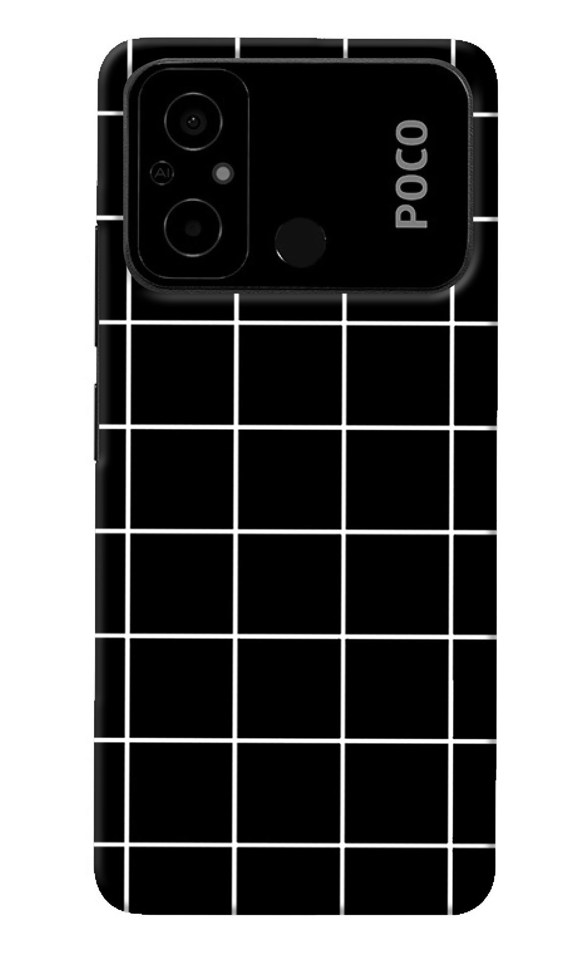 White Grid Poco C55 Back Cover