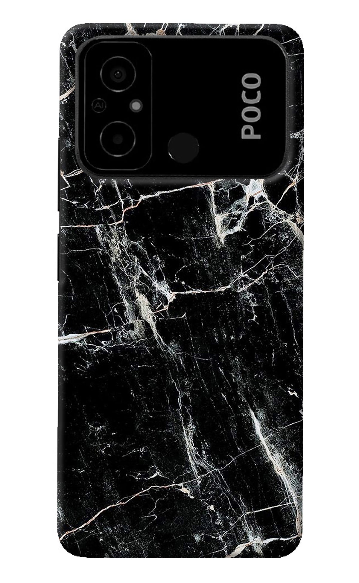 Black Marble Texture Poco C55 Back Cover