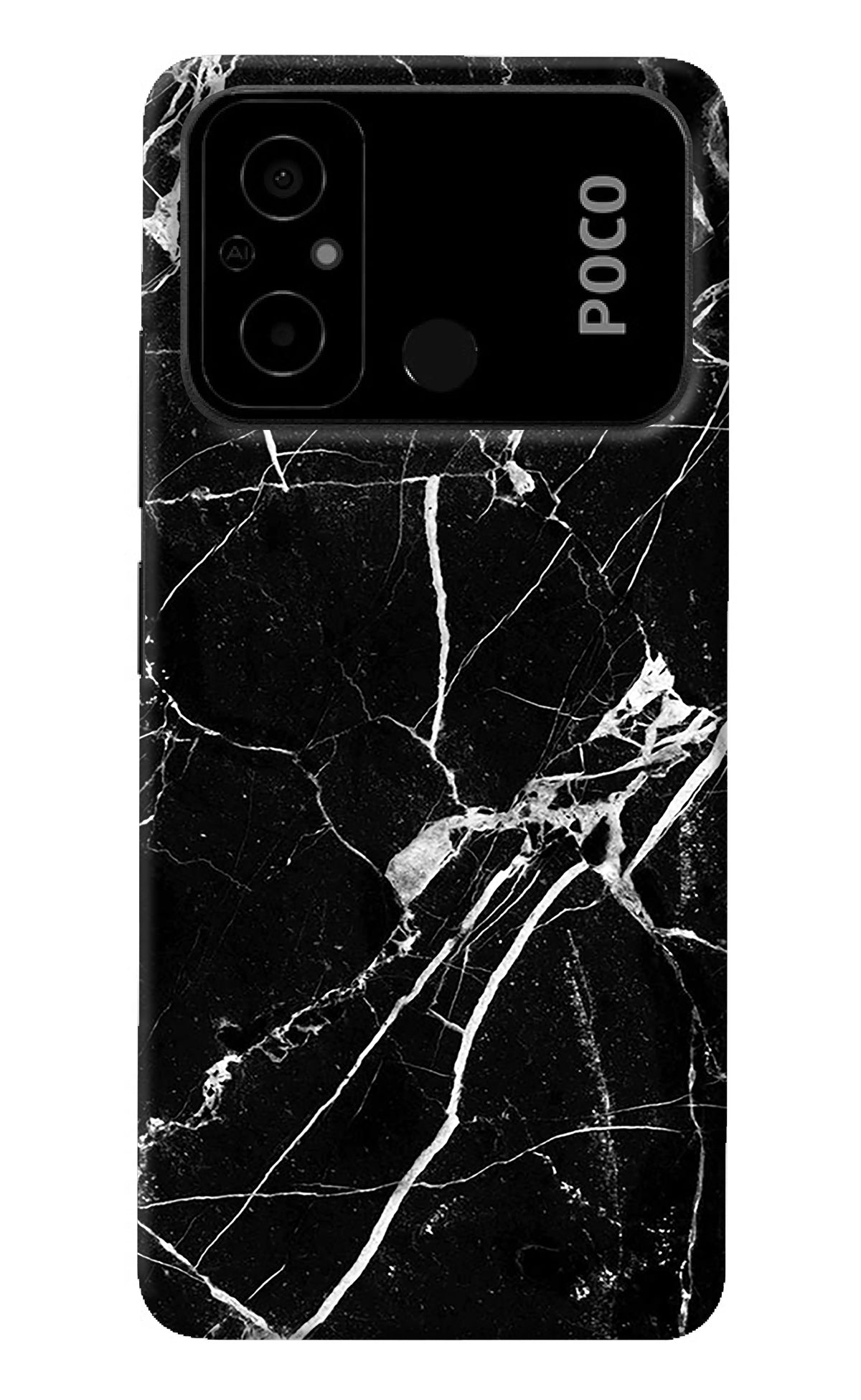 Black Marble Pattern Poco C55 Back Cover