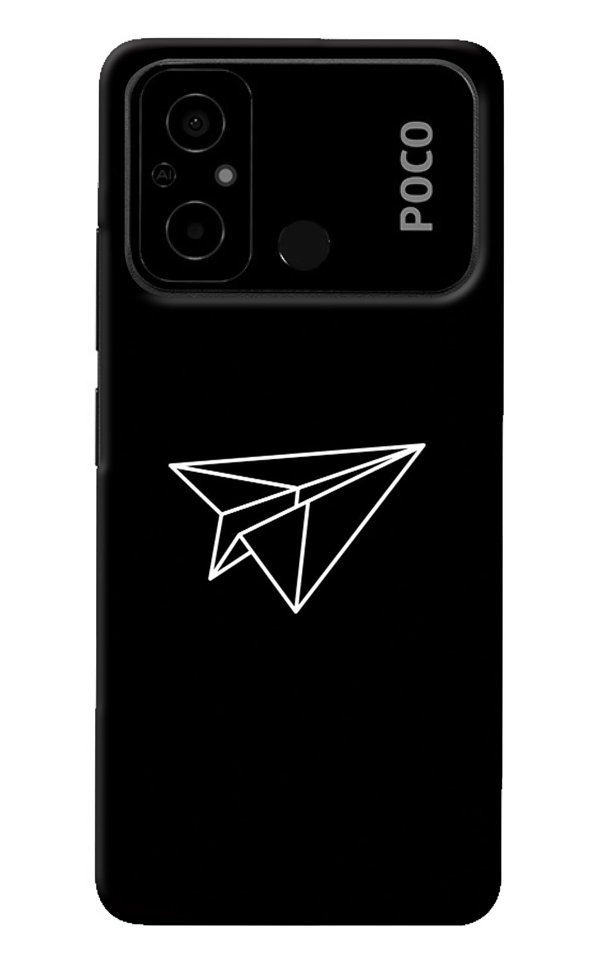 Paper Plane White Poco C55 Back Cover