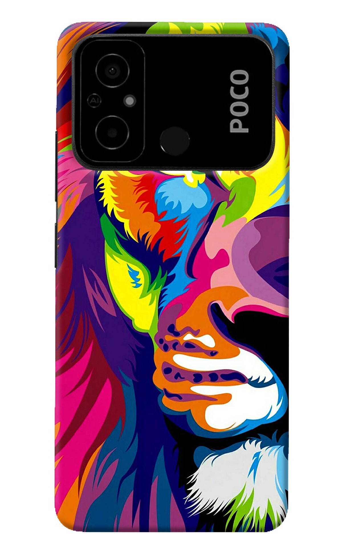 Lion Half Face Poco C55 Back Cover