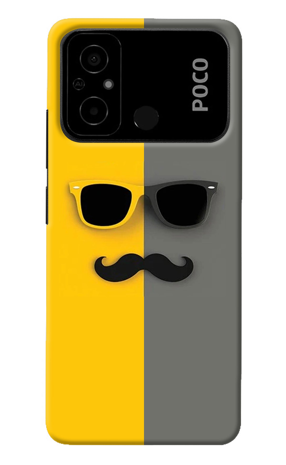 Sunglasses with Mustache Poco C55 Back Cover