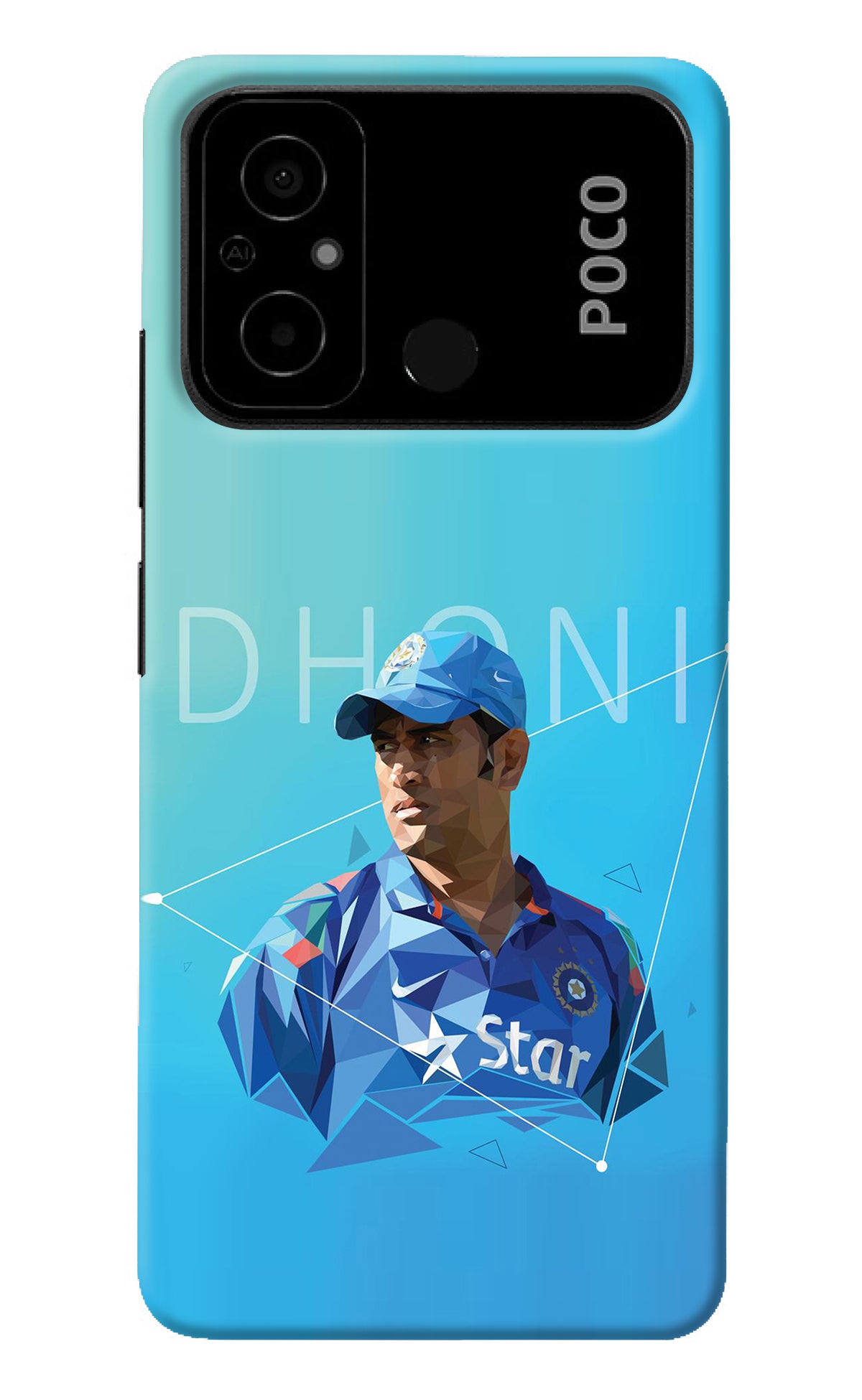 Dhoni Artwork Poco C55 Back Cover