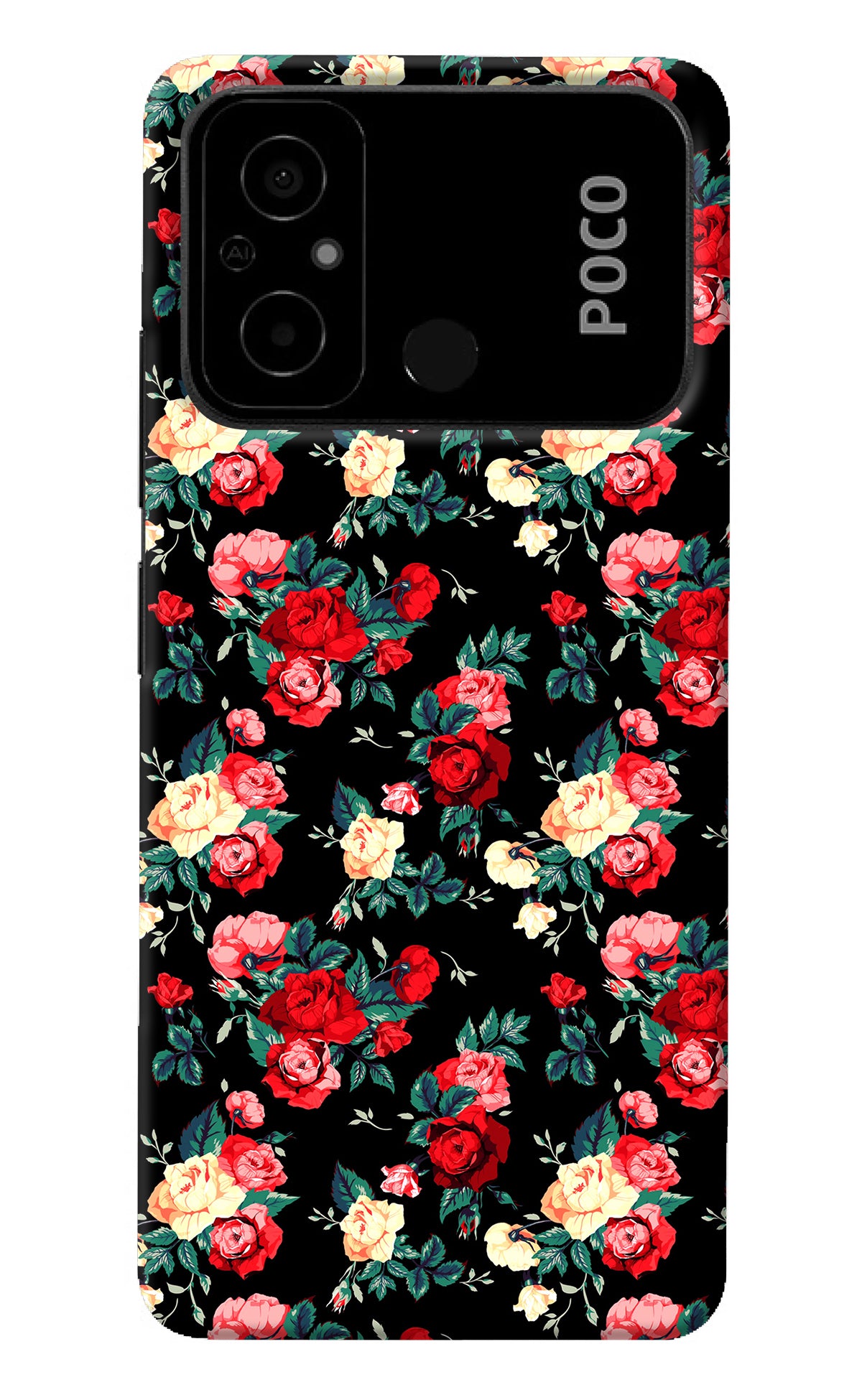 Rose Pattern Poco C55 Back Cover