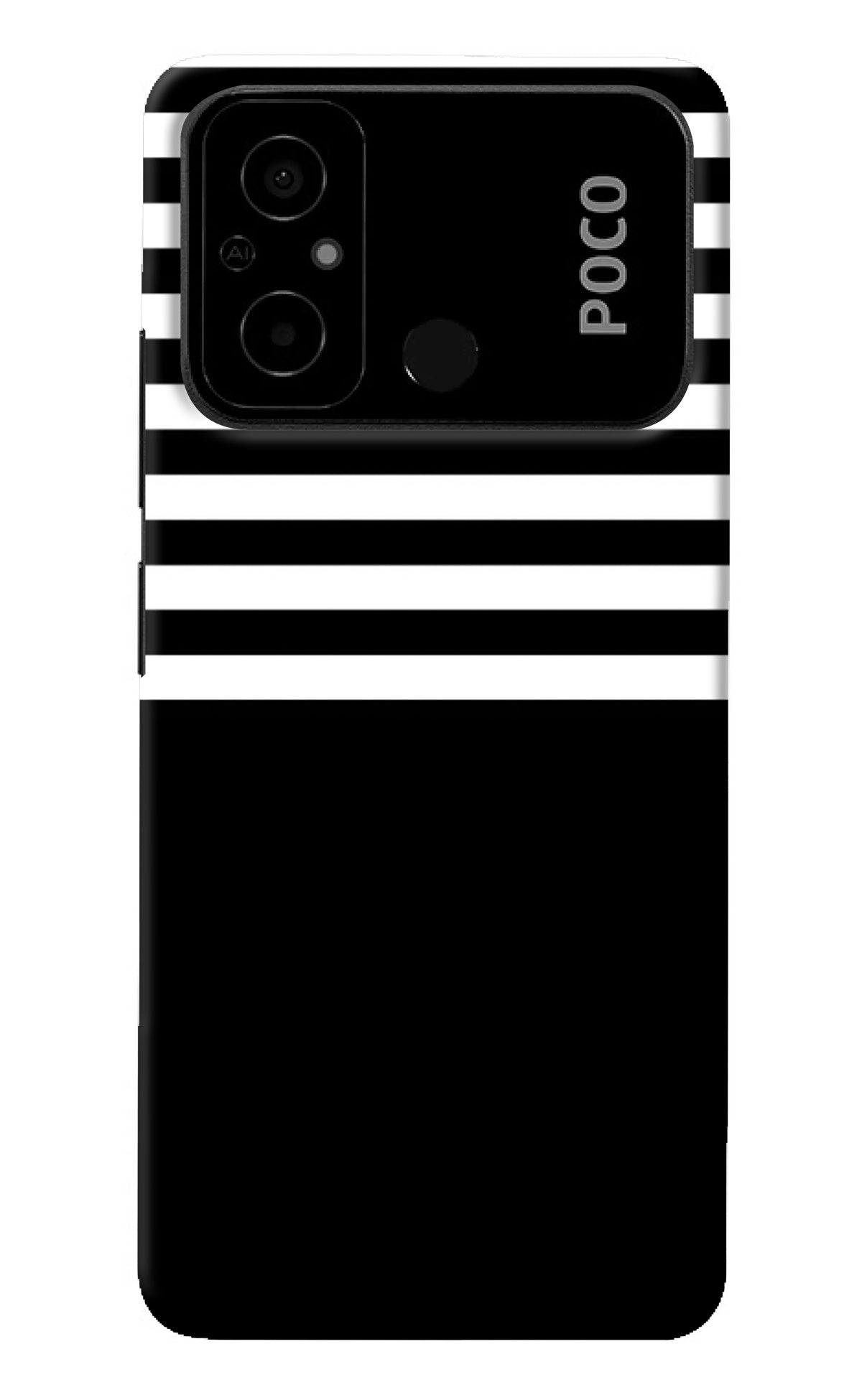 Black and White Print Poco C55 Back Cover