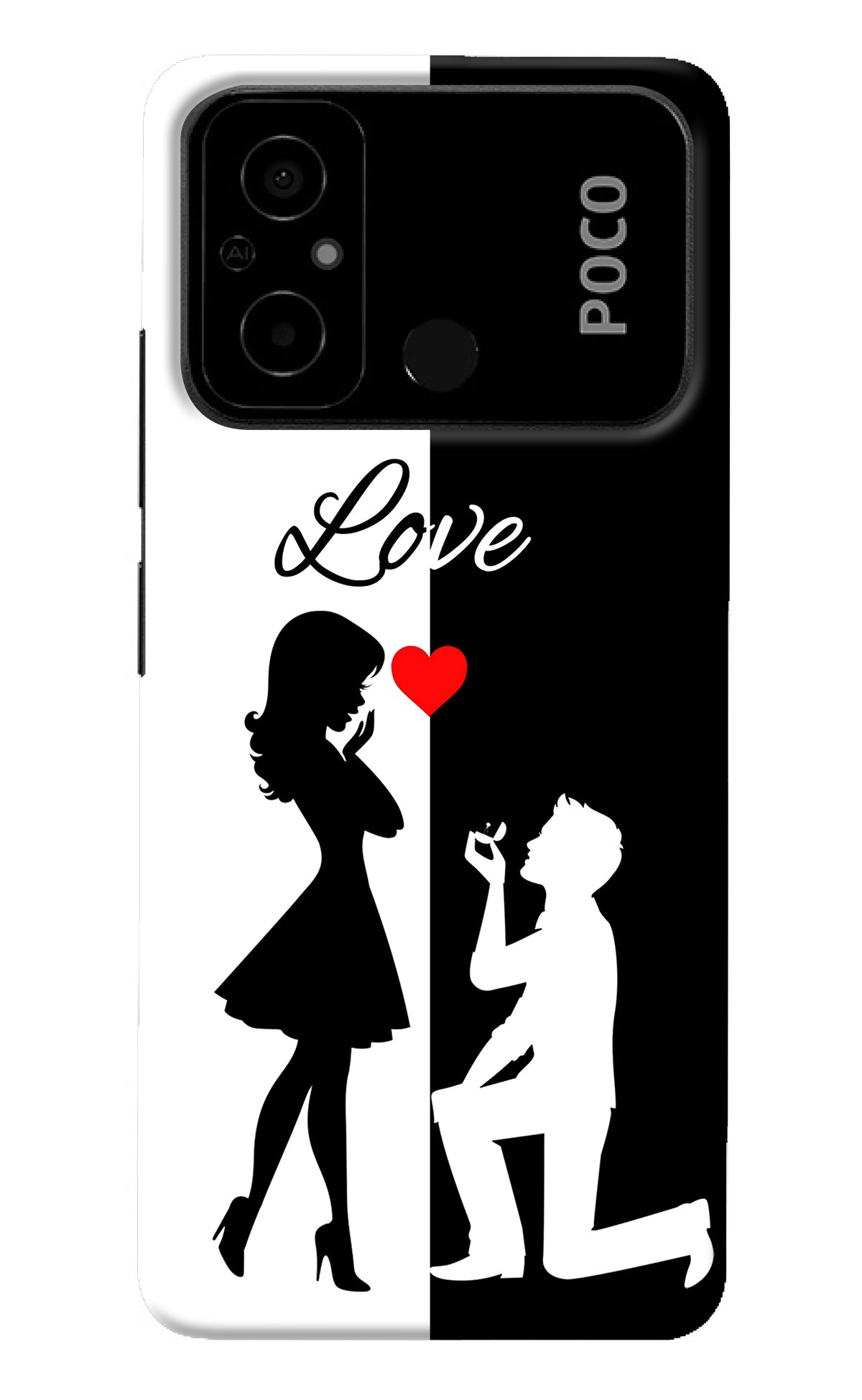 Love Propose Black And White Poco C55 Back Cover