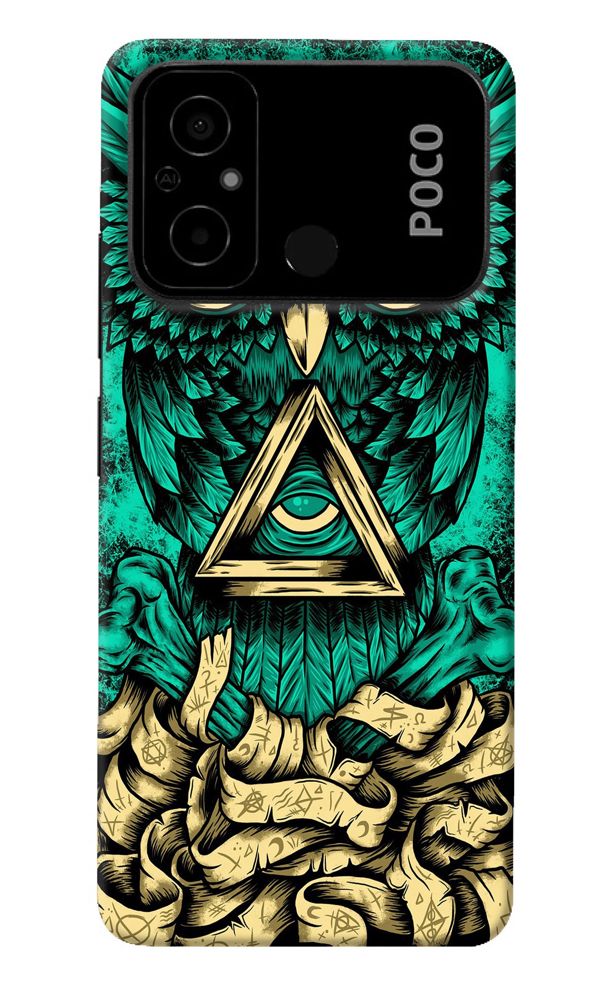 Green Owl Poco C55 Back Cover