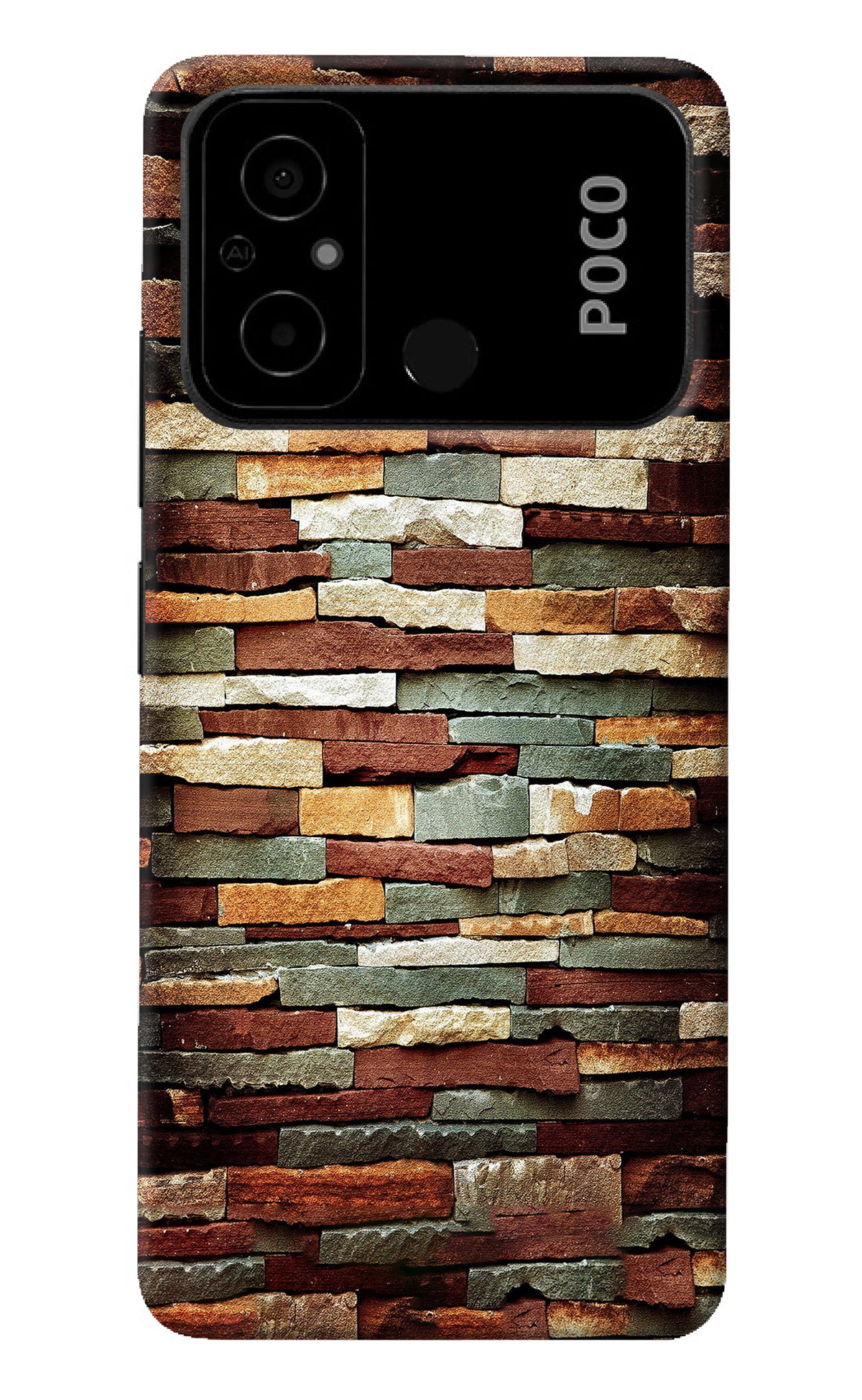 Bricks Pattern Poco C55 Back Cover