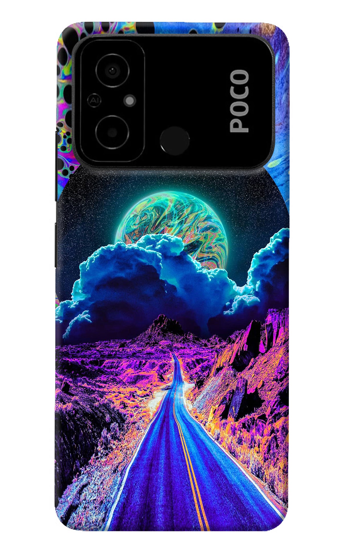 Psychedelic Painting Poco C55 Back Cover