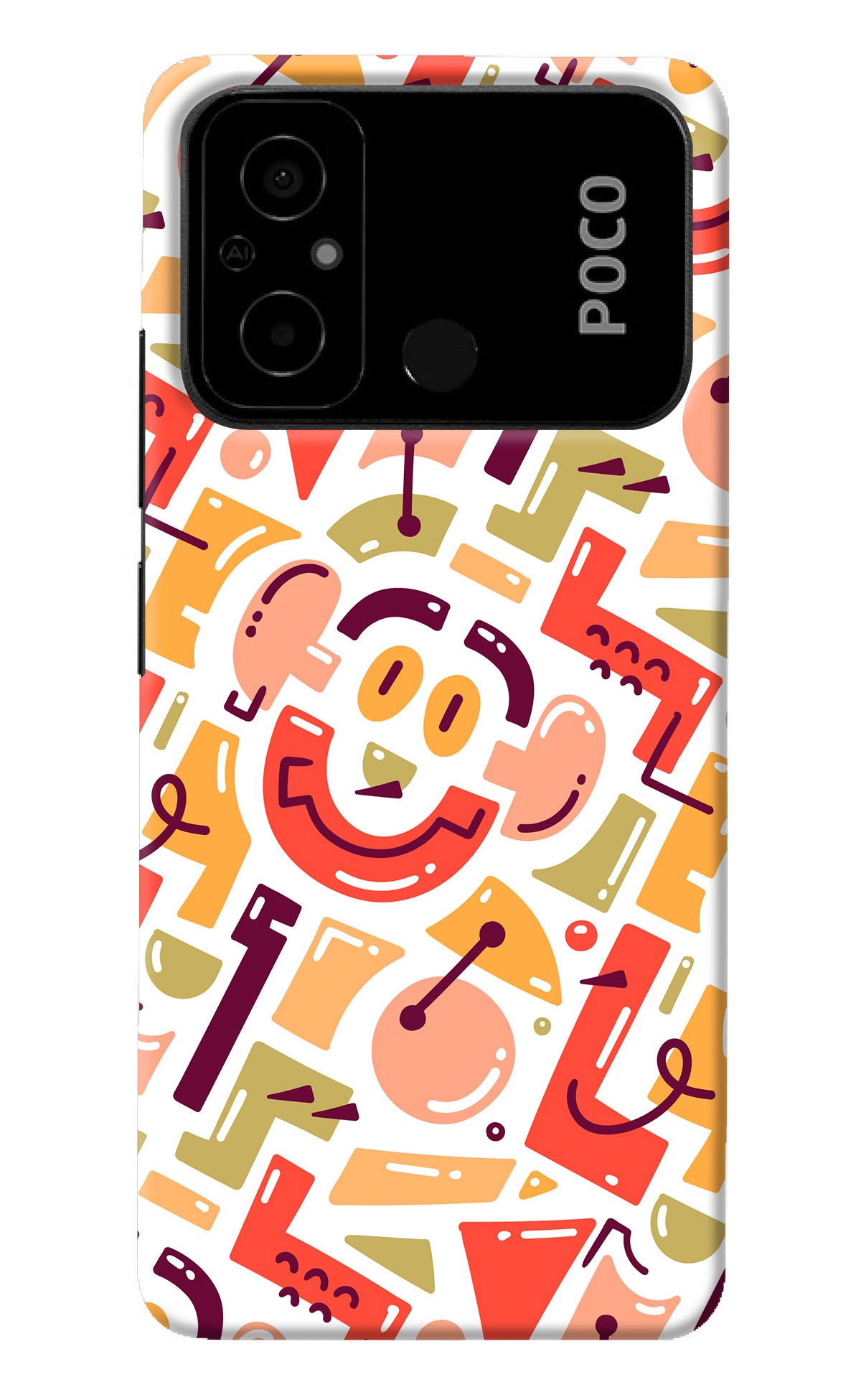 Doodle Pattern Poco C55 Back Cover