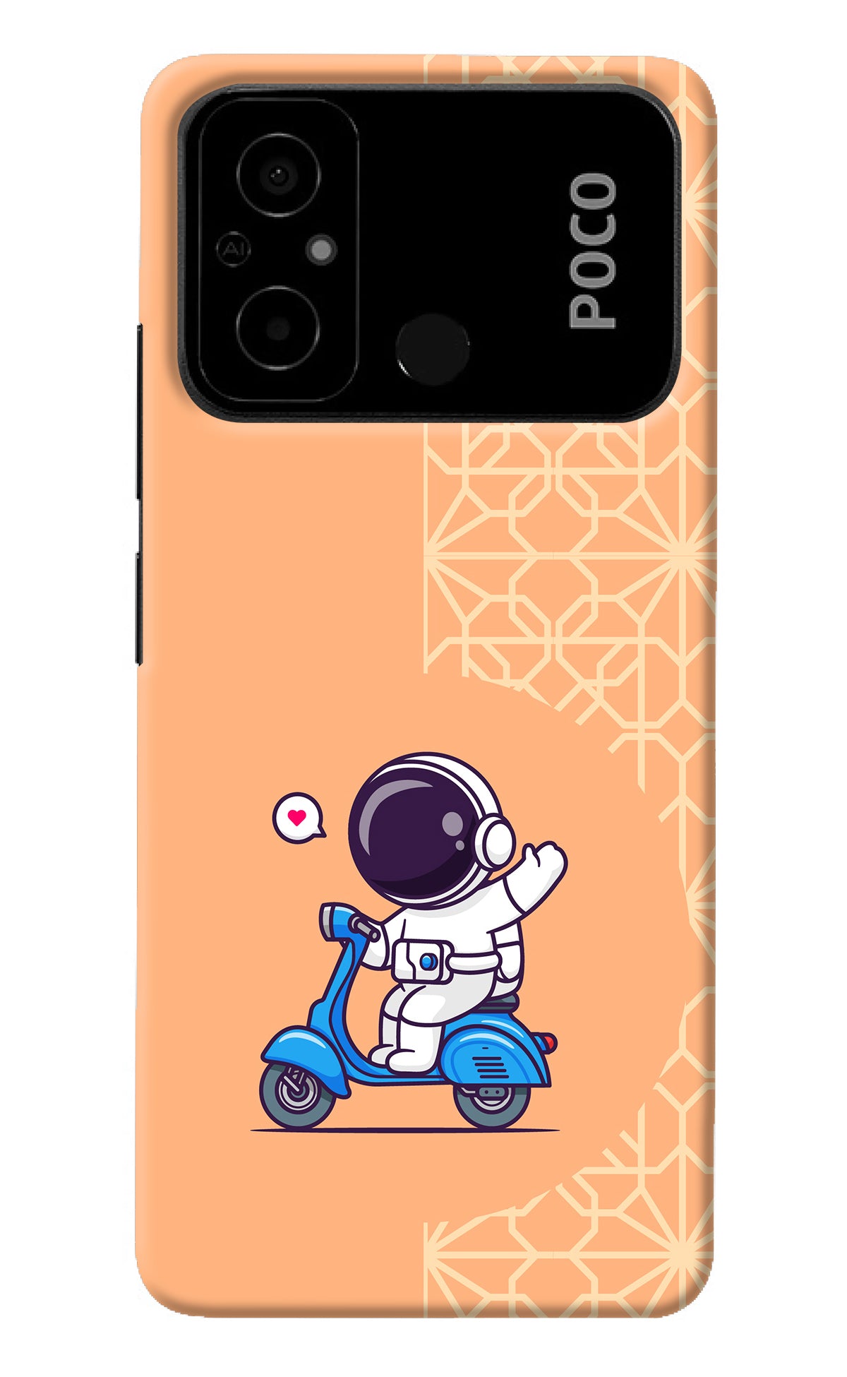 Cute Astronaut Riding Poco C55 Back Cover