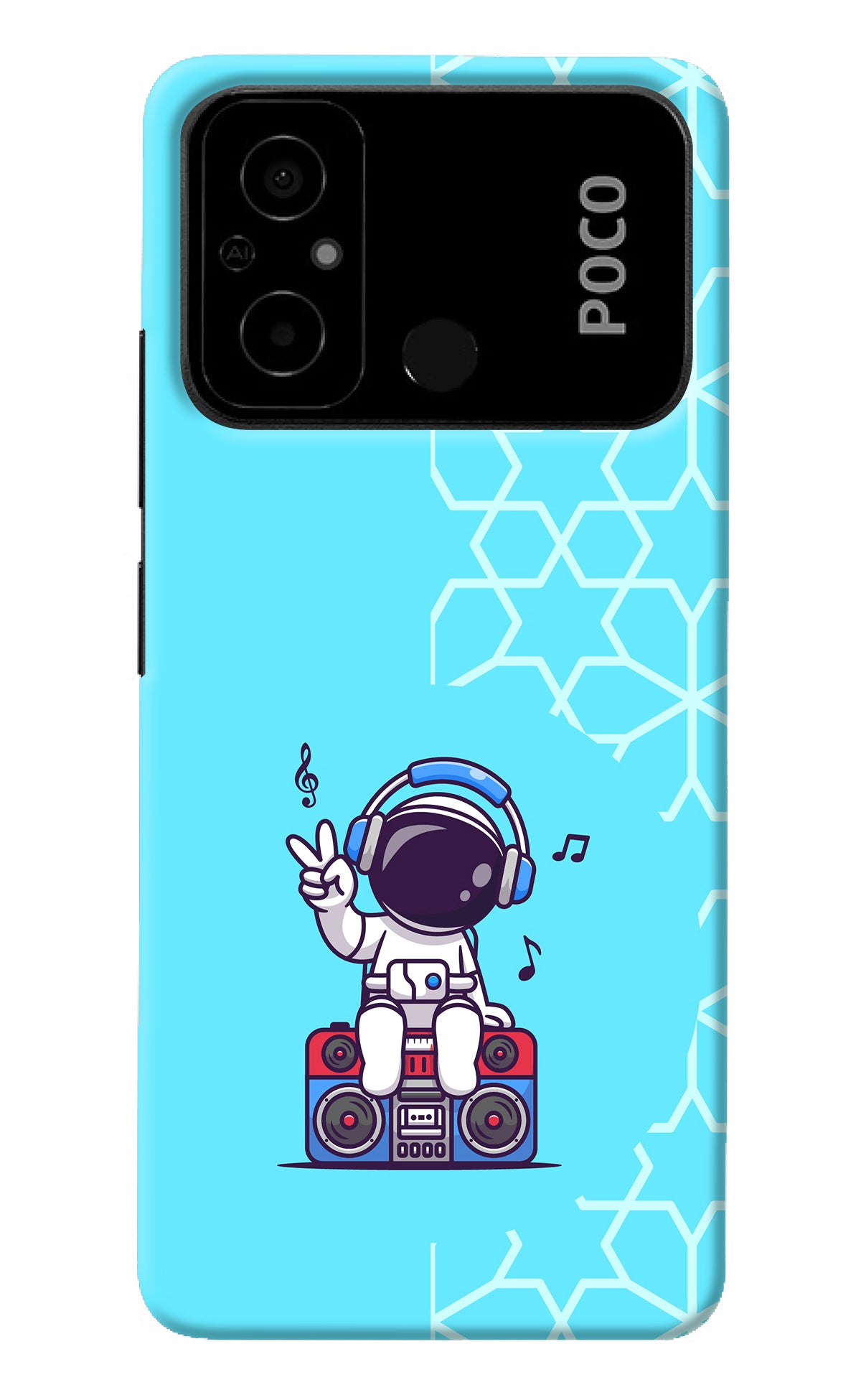 Cute Astronaut Chilling Poco C55 Back Cover