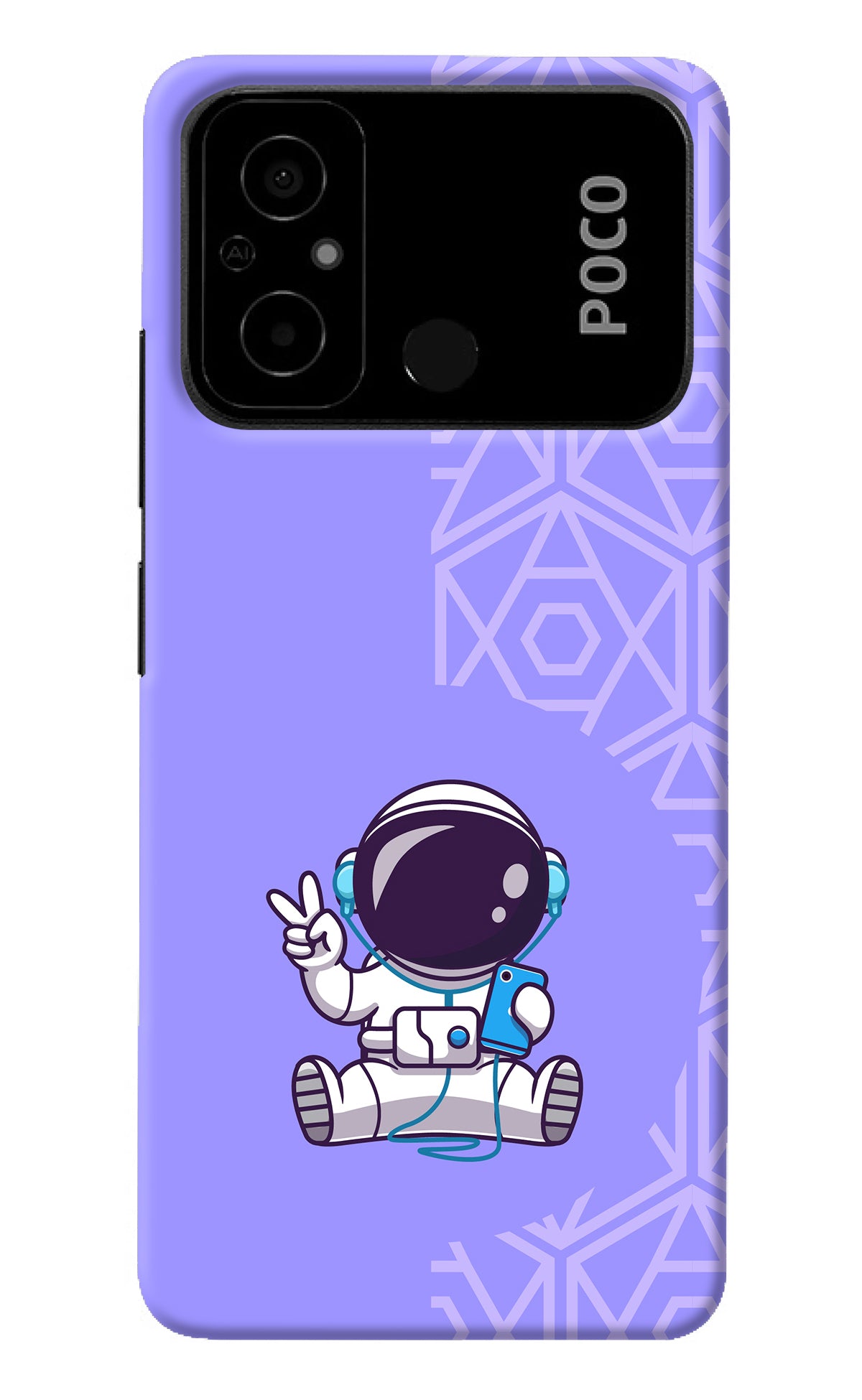 Cute Astronaut Chilling Poco C55 Back Cover