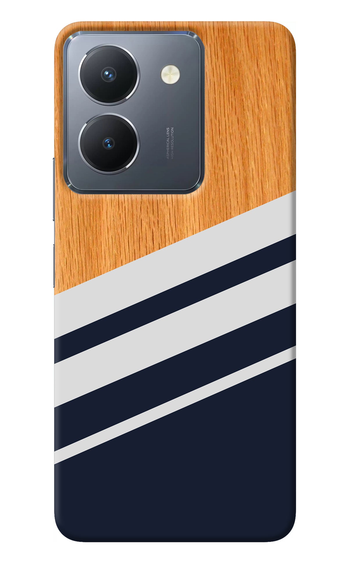 Blue and white wooden Vivo Y36 Back Cover