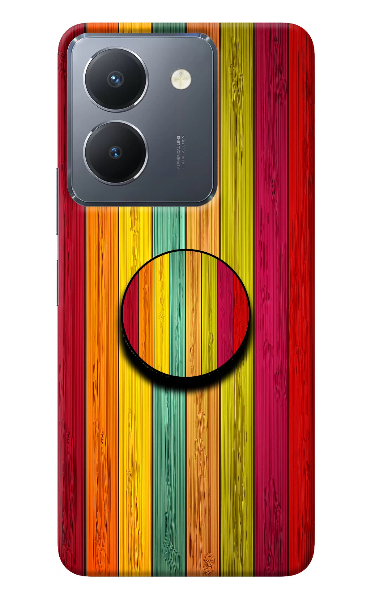 Multicolor Wooden Vivo Y36 Pop Case