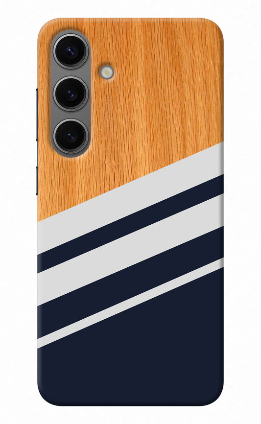 Blue and white wooden Samsung S24 Back Cover