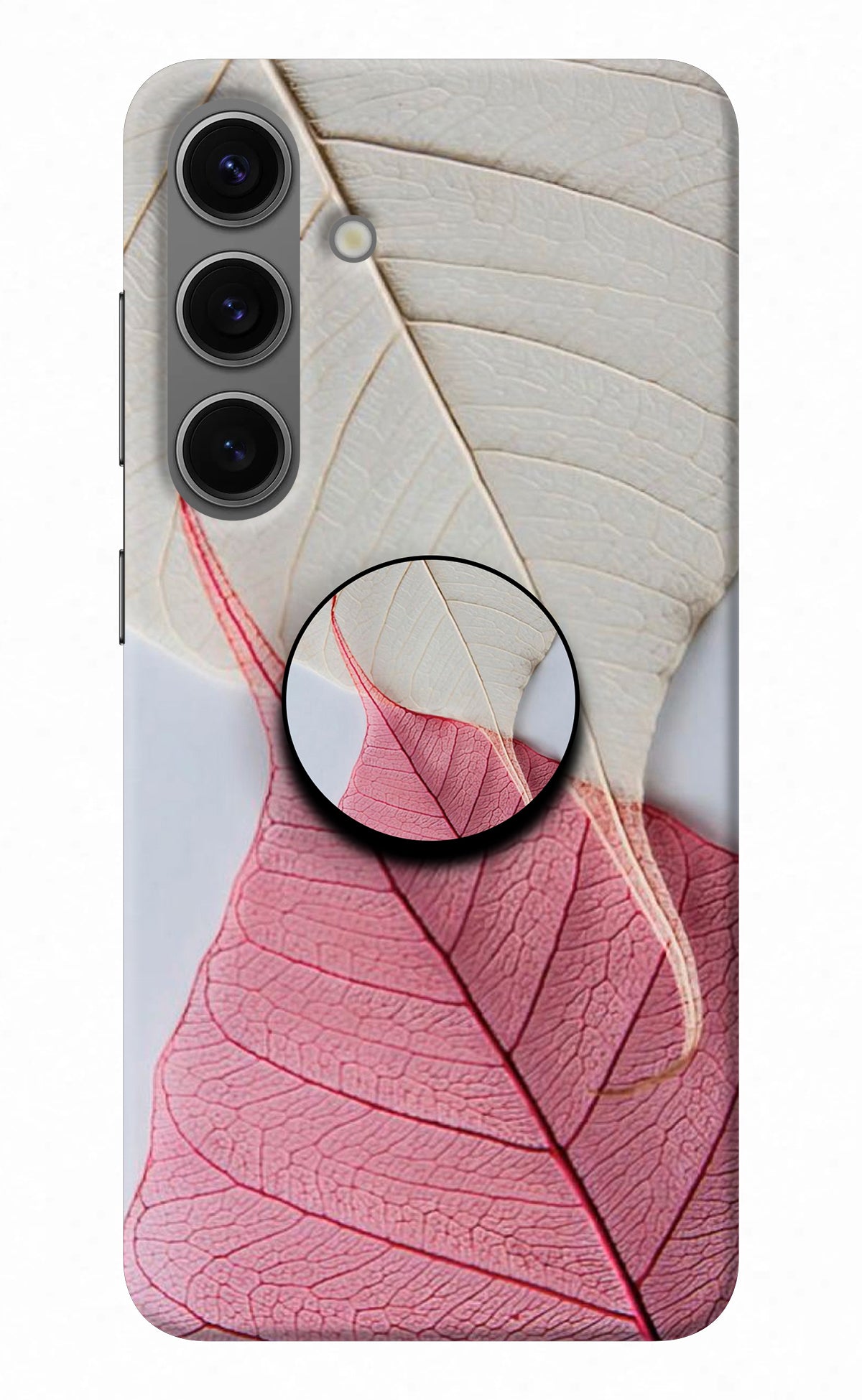 White Pink Leaf Samsung S24 Pop Case