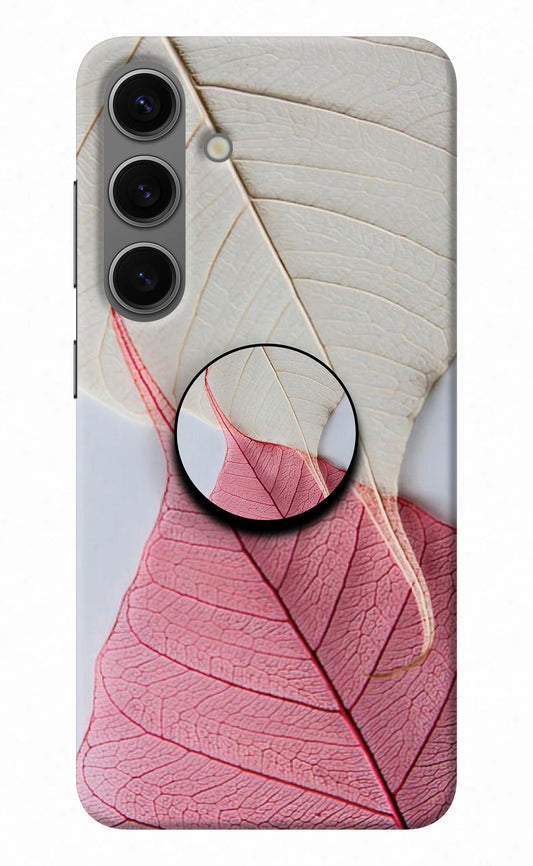 White Pink Leaf Samsung S24 Plus Pop Case