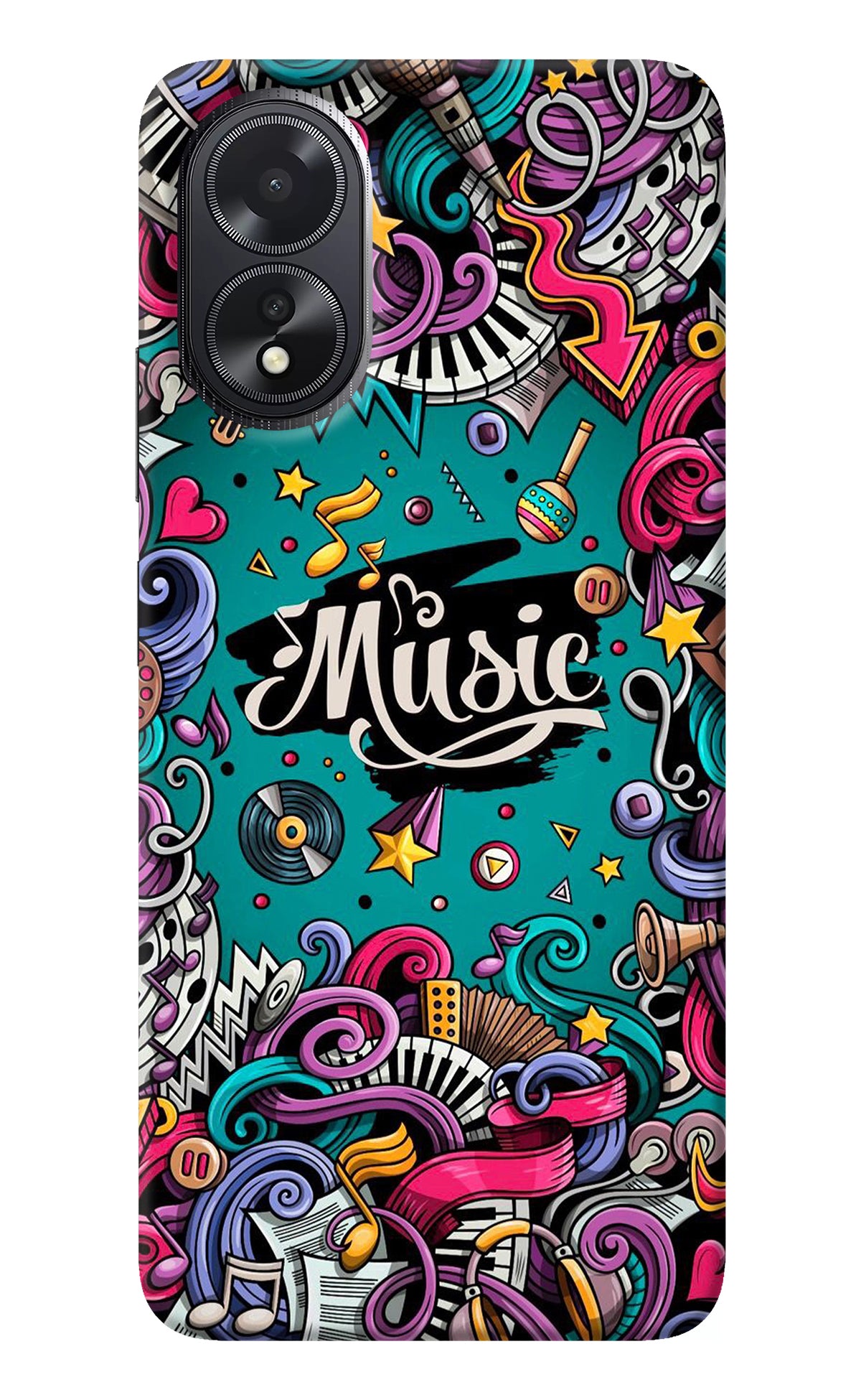 Music Graffiti Oppo A18/Oppo A38 Back Cover