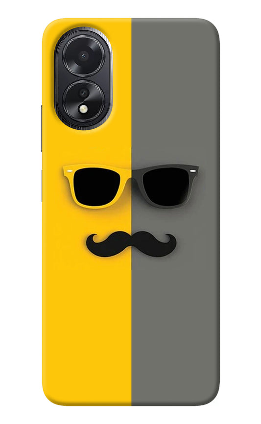 Sunglasses with Mustache Oppo A18/Oppo A38 Back Cover