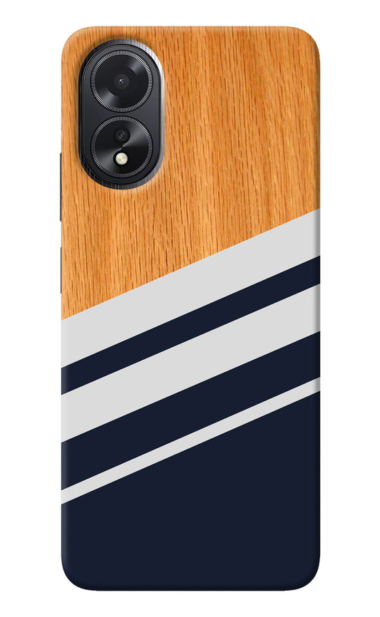 Blue and white wooden Oppo A18/Oppo A38 Back Cover