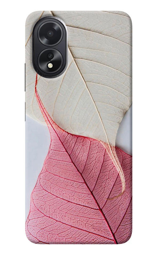 White Pink Leaf Oppo A18/Oppo A38 Back Cover