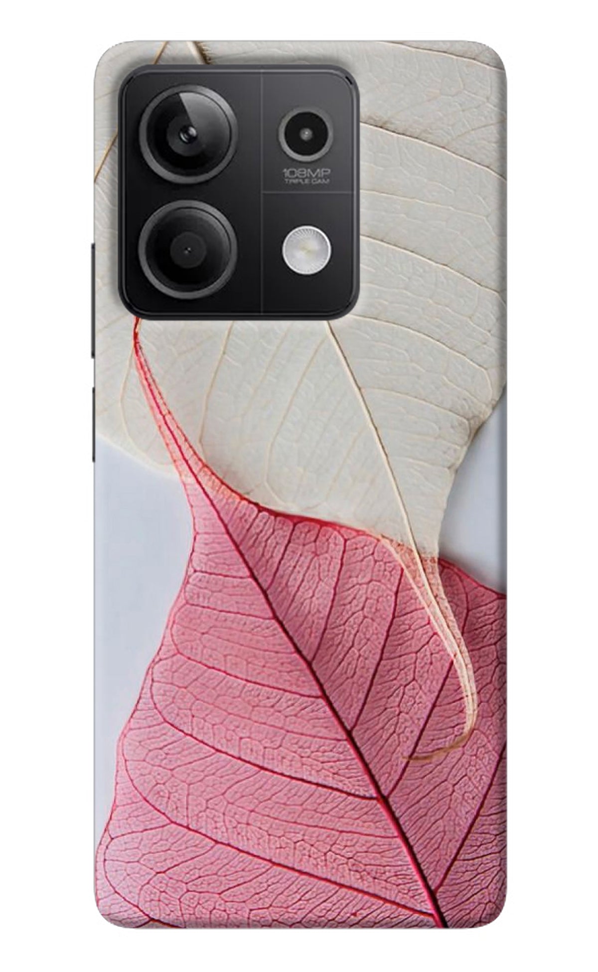 White Pink Leaf Redmi Note 13 5G Back Cover