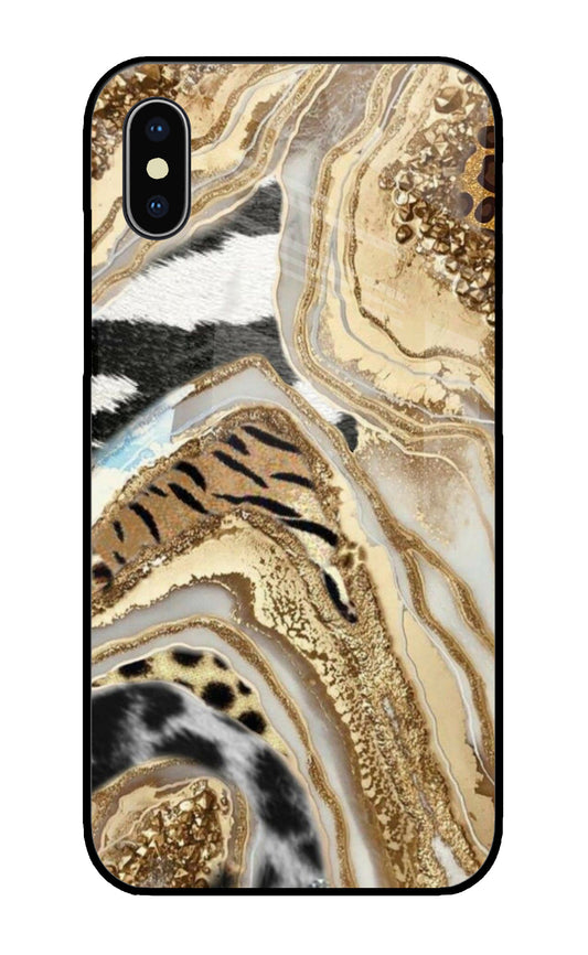 White Golden Resin Art iPhone X Glass Cover