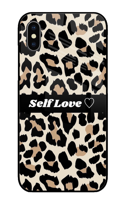 Leopard Print Self Love iPhone X Glass Cover