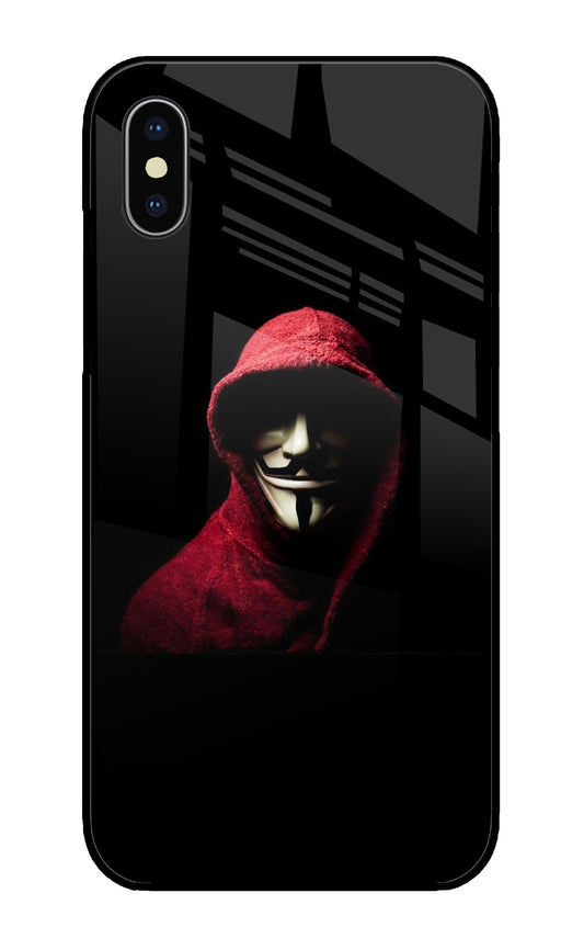 Anonymous Hacker iPhone X Glass Cover