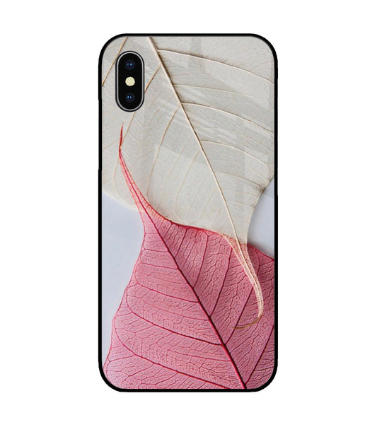 White Pink Leaf iPhone X Glass Cover