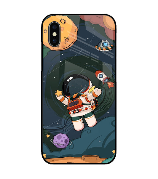 Cartoon Astronaut iPhone X Glass Cover