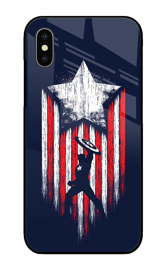 Captain America Marvel Art iPhone XS Glass Cover