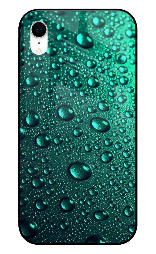 Green Water Drops iPhone XR Glass Cover