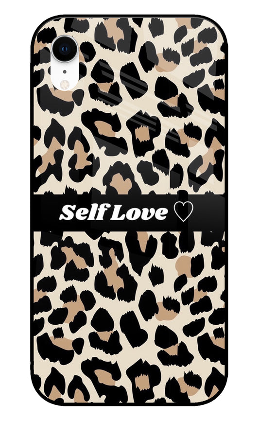 Leopard Print Self Love iPhone XR Glass Cover