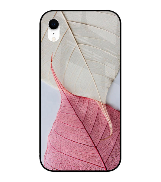 White Pink Leaf iPhone XR Glass Cover