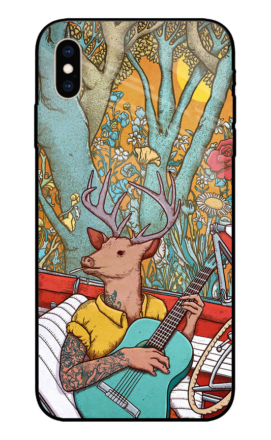 Deer Doodle Art iPhone XS Max Glass Cover