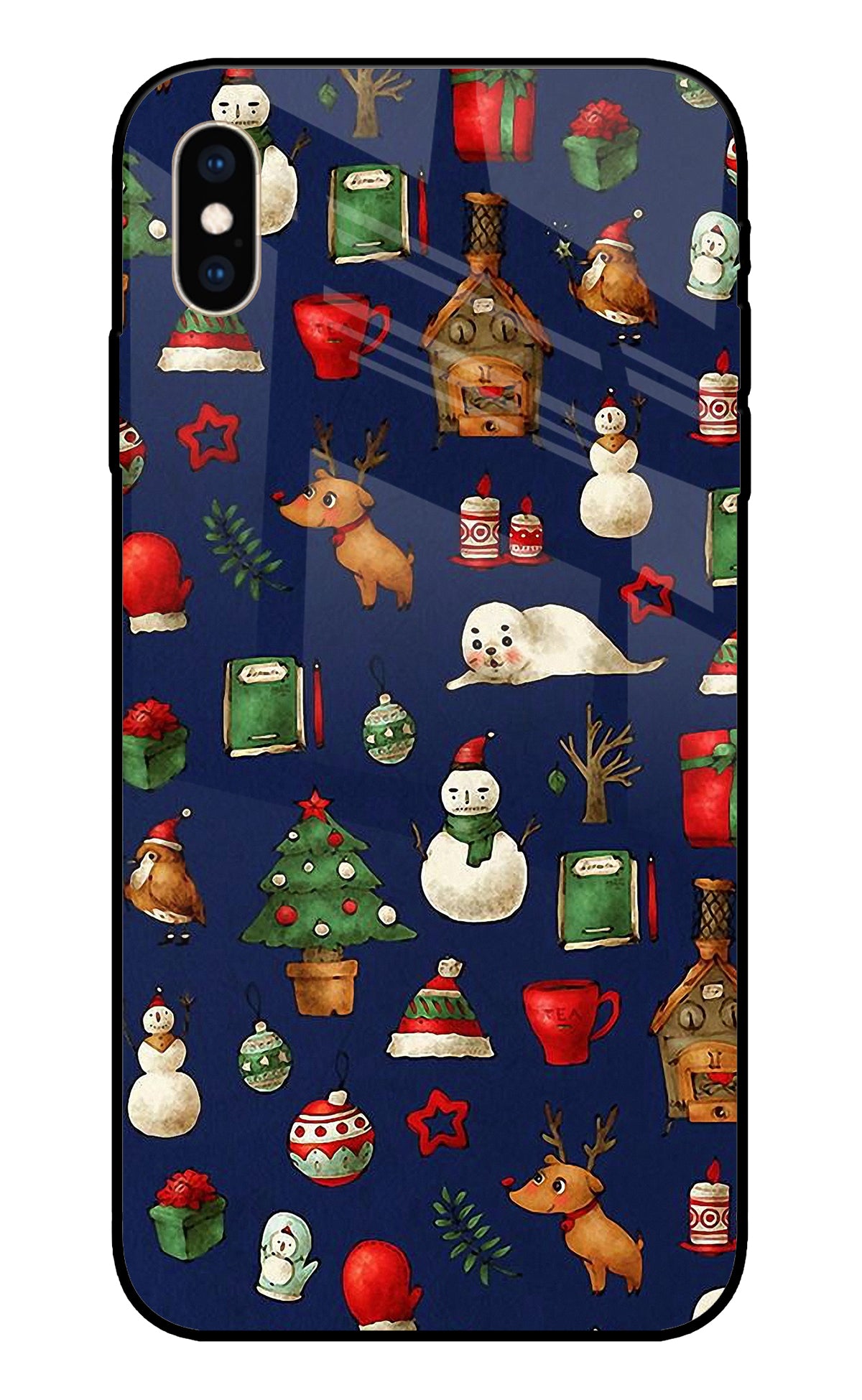 Canvas Christmas Print iPhone XS Max Glass Cover