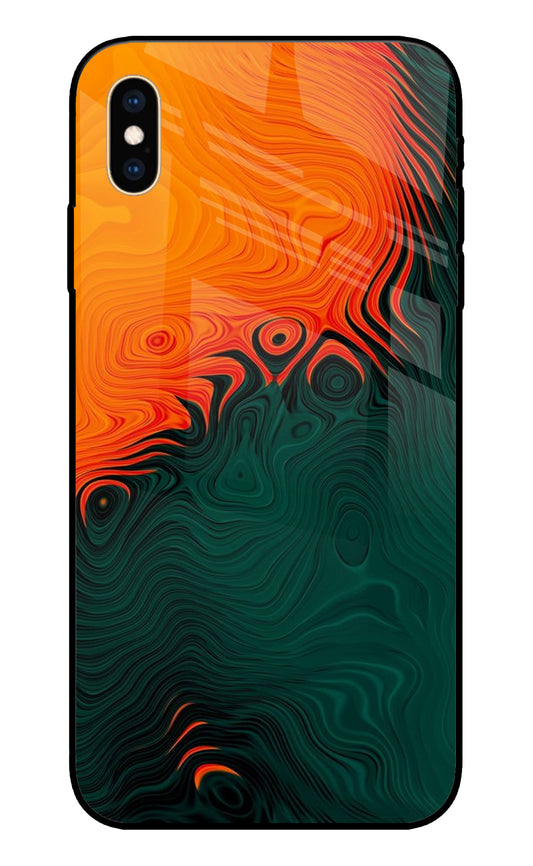 Orange Green Abstract Art iPhone XS Max Glass Cover
