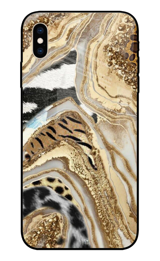 White Golden Resin Art iPhone XS Max Glass Cover
