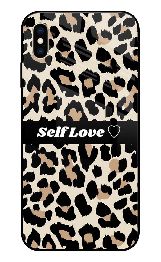 Leopard Print Self Love iPhone XS Max Glass Cover